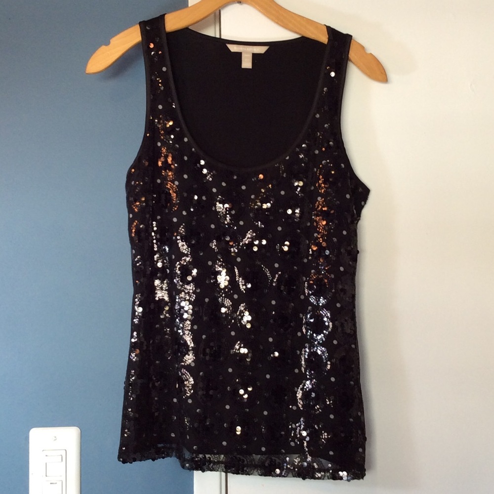 Black sequined shell. Banana Republic